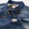 Survêtements pour hommes Mode Slim Ensembles Printemps Automne Bleu Foncé Denim Coton À Manches Longues Veste + Trou Déchiré Jeans Couple Deux Pièces Ensemble