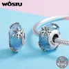 WOSTU Authentic 925 Sterling Silver Cold Winter Snowflake Season Beads fit Original Bracelet Pendant DIY Making Jewelry CQC862 Q0531