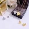 Europe America Fashion Style Lady 316L Titanium steel Engraved Letter 18K Plated Gold Necklaces With Single Heart Pendant 3 Color