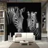Wallpapers 3D Vintage Black White Zebra Animal Po Wallpaper For Living Room TV Background Printed Mural Wall Decor Fashion Murals Custom