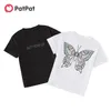 T-shirt à imprimé lettre papillon pour fille d'été 210528