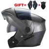 2 Geschenken Unisex Racing Motorfiets Helmetfull Gezicht Motocross Helm Modulaire Dual Lens Safe Helm Flip Up Cascos Para Moto Kask Q0630