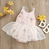 kids Rompers girls flower Floral print romper infant toddler Lace Mesh Jumpsuits summer fashion baby clothing