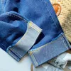 Automne hiver filles lâches jeans retroussés 1-8 ans enfants tout-match pantalon en denim droit 211102