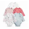 5 pièces/lot infantile bébé body été coton bébé combinaison ensemble dessin animé imprimé fleuri nouveau-né Bebe enfants fille vêtements 210312