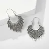 2021 New Vintage Gold Silver Women Feather Earrings Long Alloy Earrings Matching Clothes Fashion Jewelry Gift