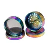 Rainbow Ice Blue Grinder Zink Alloy Metal Smoke Grinders 4 Parts Torra Herbgrinders Herbcrushers 40mm Diameter WQ700 -WLL