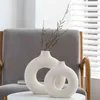 Frostat partikelblomma arrangemang ihålig rund blomma vas för heminredning möbler kontor vardagsrum dekor konst vaser 211103