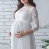 Gravid Womens Lace Maternity Maxi Dress Gown Fotografi Props Party Wedding Y0924