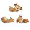 3 sztuk Miniaturowy Ornamenty Zwierząt Cute Deere Figurki Zabawki Kawaii Sleeping Baby Decor dla Home Shop Office Tabletop Wyświetlacz C0220