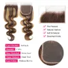 Ishow Highlight 4/27 Human Hair Bundles Wefts With Closure Straight Virgin Extensions 3/4pcs Colored Ombre Brown for Women 8-28inch Brazilian Peruvian