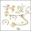 Urok Kolczyki Biżuteria 17km Fashion Gold Pearl Ear Clipps Mankiety Dla Kobiet Mężczyźni Non-Piercing Fake Cartillage Pierścionki Klip Hurtownie Drop Dostawa 2