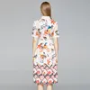 High-end Girl Dress Short Sleeve Lapel Printed OL Dress Temperament Lady Summer Dress