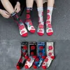 Yeni Moda Kravat-Boya Gül Erkekler Ve Kadın Çorap Pamuk Renkli Vortex Kırmızı Çiçek Hiphop Mektubu Kaykay Komik Mutlu Çoraplar