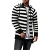 Męskie Stripe Knitting Swetry Moda Trend Z Długim Rękawem Cardigan Zipper Swetry Z Kapturem Płaszcze Męskie Wiosna Nowy Luźny Casual Sweter Sweter