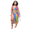 Two Piece Set Women Tie Dye Plus Size Swimsuit Wholesale Bikinis Sets Sexy Jumpsuit Cover Up Bathing Suit Drop 210629