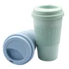 Caneca de fibra de palha de trigo para café com tampa, copos de plástico para carro, garrafa de água de silicone portátil TX0004