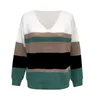 Suéteres femininos Autumn Winter Sweater solto de malha Mulheres 2021 Block colorido Jumpers listrados de listras de grandes dimensões femininas quentes #T2G