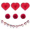 Valentine's Day Paper Fan Flowers Pography Backdrop Balloon Heart Love Studio Po Booth Home Wedding Decoration Suit