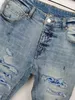 Luxe jeans hoog getailleerde lange magere blauwe letter vernietigen quilt gescheurd recht gesneden gat ontwerper ontwerpers kleding