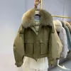 Jvveny Real Fur Mulheres Down Jacket Solto 90% Branco Duck Casaco Moda Feminino Big Bolso Bolso Sofro Outwear 211221