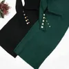 Kobiety Jesień Zimowy Przycisk Z Długim Rękawem Dzianiny Smukłe Suknie Kobiece Panie Turtleneck Sweter Sukienki Elastyczna Knit Dress Vestidos X0521