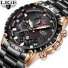 Lige Top Brand Luxruy男性ファッション時計男性スポーツ防水クォーツ腕時計のための男のフルスチールミリタリークロックRelogio Masculino 210527