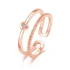 18K Rose Gold Dual Layer Women Ring Band Finger Open Ries Alemond Rings Engagement Asded Fashion Jewelry Gift and Sandy