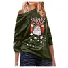 Camiseta navideña para niña, talla grande, a la moda, con hombros descubiertos, manga larga, muñeco de nieve, Papá Noel, cielo estrellado, blusa estampada, Tops de maternidad 341C3