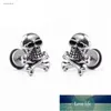 Javrick Punk Retro Cabeça Cabeça Piercing Piercing Brincos Brincos Titânio Aço Ear Fantasma Studs Personalidade Jóias Presente Preço de Fábrica Especialista Qualidade Qualidade Mais Recente Estilo