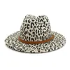 Léopard Fedora Jazz chapeaux pour hommes femmes automne hiver mode large bord chapeaux classique chapeau melon en laine