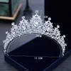 Bröllopshuvudstycken Tiara Crystal Bridal Tiara Crown Silver Color Diadem Veil Accessories Head Jewelry