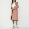 Women's Wool Blends Hepburn Wind 2022 High-End Grid i lång dubbel kappa Kvinna Zero Cashmere Woolen tyg Bery22