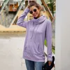 Hoodies das mulheres moletons 2021 outono camisola cor-de-rosa mulheres luva longa pescoço alto feminino para moda inverno suor-camisa com capuz senhoras