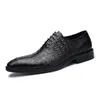 Heren Trouwschoenen Lace Up Oxford Lederen Krokodil Print Party Business Bruin Jurk Schoenen voor Mannen