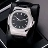 Reloj para hombre Estilo deportivo Cierre de mariposa Correas de cuero Caja de acero inoxidable Cristal de zafiro 2813 Movimiento automático