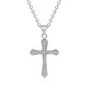 S2435 Fashion Jewelry 14K Gold Plated Diamond Jesus Cross Necklace Women Men Crystal Row Pendant Necklaces