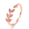 Kryształowy pierścionek z liści mody dla kobiet prosty projekt kobiecy Pierścień otwarty Pierścień Walentynki 039S Day Prezent Q07085993032