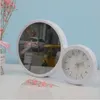 Réveil à sublimation avec lumière LED Miroir magique rond Cadre photo 3D Décoration de bureau Horloges intelligentes de chevet