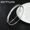 Hoop Huggie Bayttling S925 Sterling Silver Simple Circle 50mm Ronde oorbellen voor vrouwen Fashion Birthday Sieraden Gifts