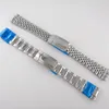 Watch Bands Silver 20mm Oyster/Jubilee Style Strap Band Steel Bracelet Spare Parts 316L Stainless Folding Clasp Middle Polished