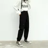 Aelegantmis décontracté poches Cargo pantalon femmes Joggers noir taille haute lâche femme pantalon Hip Hop Style coréen dames 210607