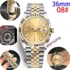 Deluxe Orologio da donna 36mm Meccanico automatico Alta qualità Track Line Quadrante fascia jubilee scanalata Lunetta montre de luxe 2813 Acciaio Wate305V