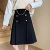 Dames herfst winter rokken zwart geplooid lang voor kleding 2021 vrouwelijke hoge taille ketting mini streetwear