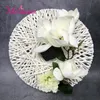 New Wedding Round Disc Rattan Rope DIY Wall Hanging Wreaths Artificial Flowers Decoration Magnolia For Home Hotel Decorative