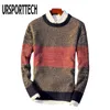 Jesień Dorywczo męski sweter O-Neck Paski Slim Fit Dzianiny Męskie Swetry Swetry Knitt Elastic Pullover Mężczyźni Pull Homme 211102