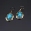 Women's Blue CZ Resin Stone Oval Shape Fashion Jewelry Sets Vintage Necklace Earrings Bracelet Rhinestone Sets H1022