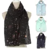 Scarves Daily Casual Sport Kvinnor Fashion Star Moon Folie Printecarf Wrap Silk Sjal Resor Lätt Bekväm