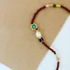 Beaded Strands Vintage Fashion Bohemian Handmade Women's Jewelry Necklace Golden Rice Bead Small Flower Chain Charm Goddess Kent22