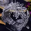 Ślubne Headpieces 2021 Młoda dama Kryształowe Akcesoria Do Włosów Headpiece Dla Kobiet Srebrne Dżetów Kryształy Pałąk Party Włosy 40 * 12 CM Luksus